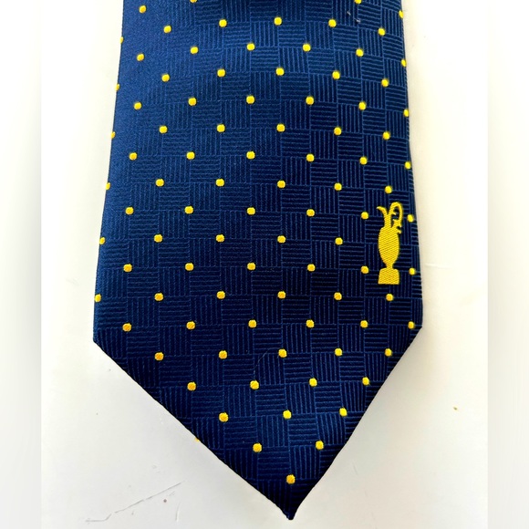 The Open Branded Necktie in Navy and Gold : 100% Silk : 2013 - Picture 1 of 4